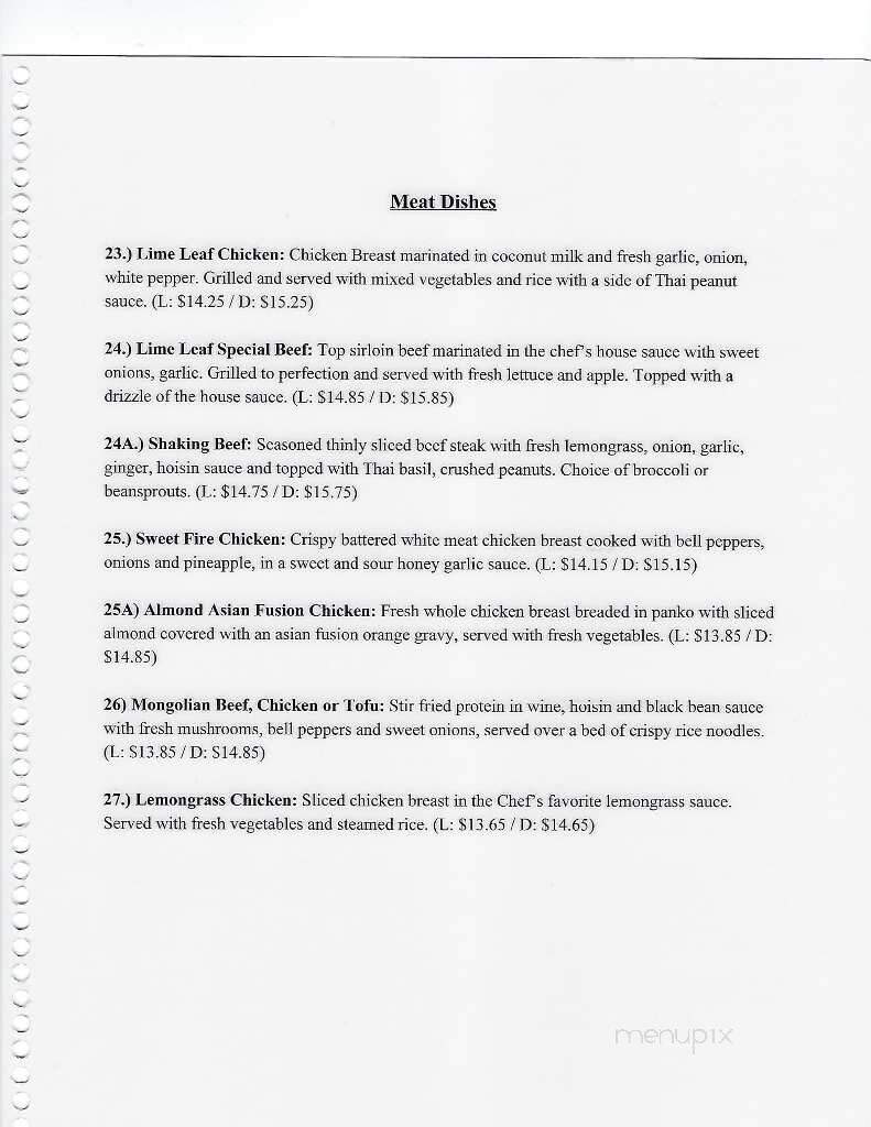 Lime Leaf Asian Fusion - Lacey, WA menu_pic