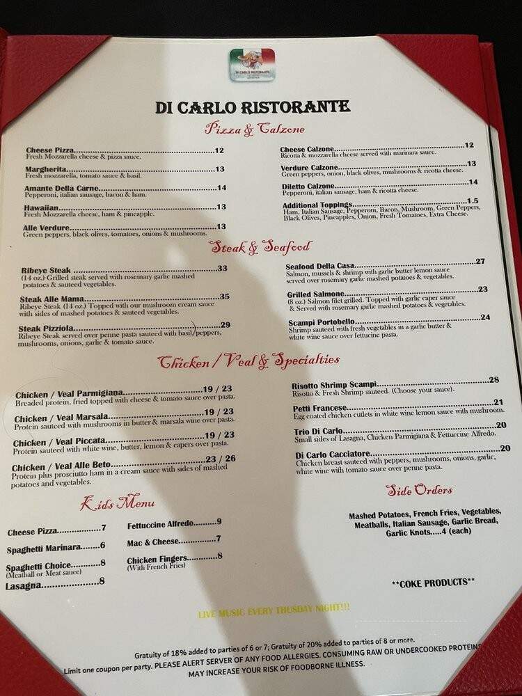 Di Carlo Restaurant - Kissimmee, FL menu_pic