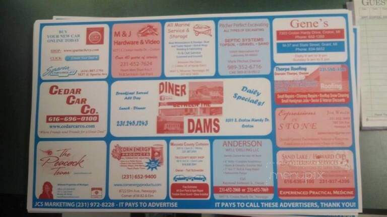 Diner Between the Dams - Newaygo, MI menu_pic