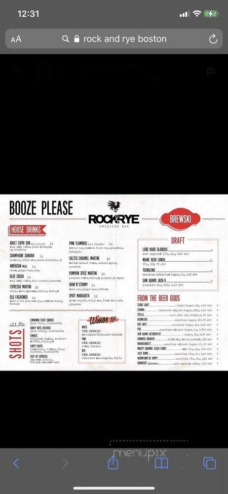 Rock & Rye - Boston, MA menu_pic