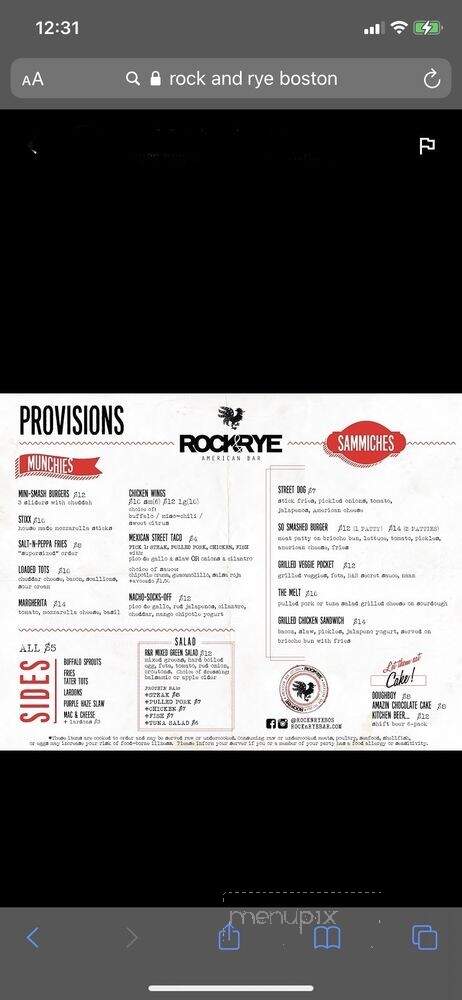 Rock & Rye - Boston, MA menu_pic