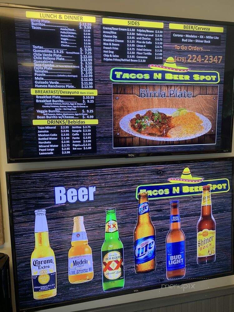 Tacos N Beer Spot - Centerton, AR menu_pic