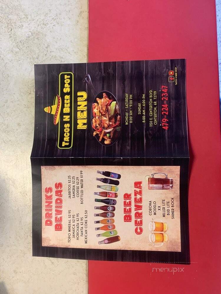 Tacos N Beer Spot - Centerton, AR menu_pic