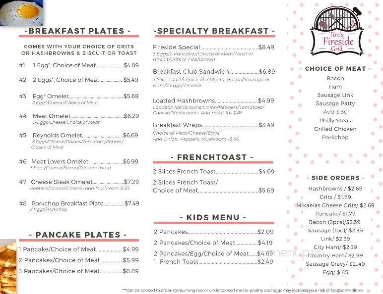 Tim's Fireside Grill - Reynolds, GA menu_pic