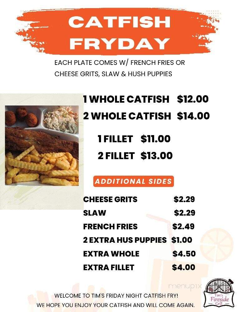 Tim's Fireside Grill - Reynolds, GA menu_pic