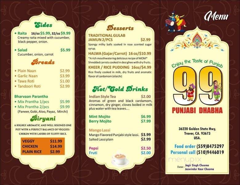 99 Punjabi Dhaba - Traver, CA menu_pic