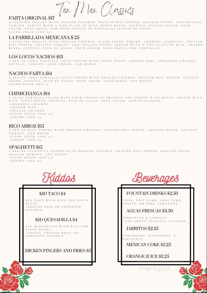 Besitos Mexican Kitchen - Birmingham, AL menu_pic