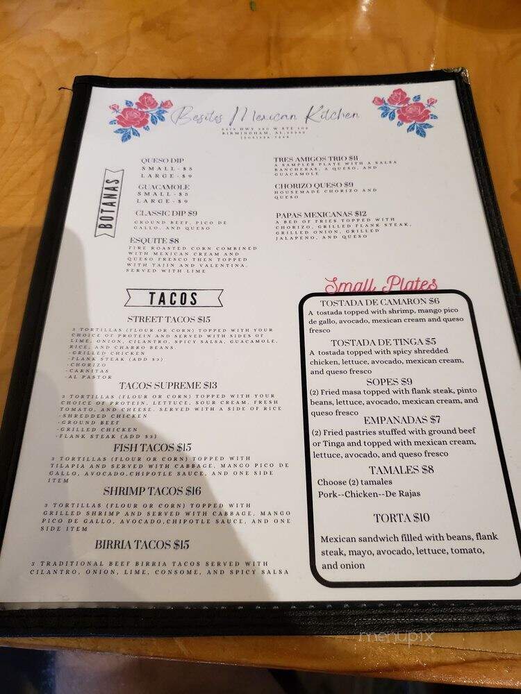 Besitos Mexican Kitchen - Birmingham, AL menu_pic