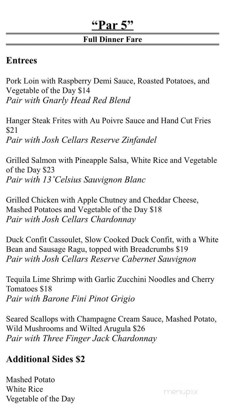North Country Golf Club - Rouses Point, NY menu_pic