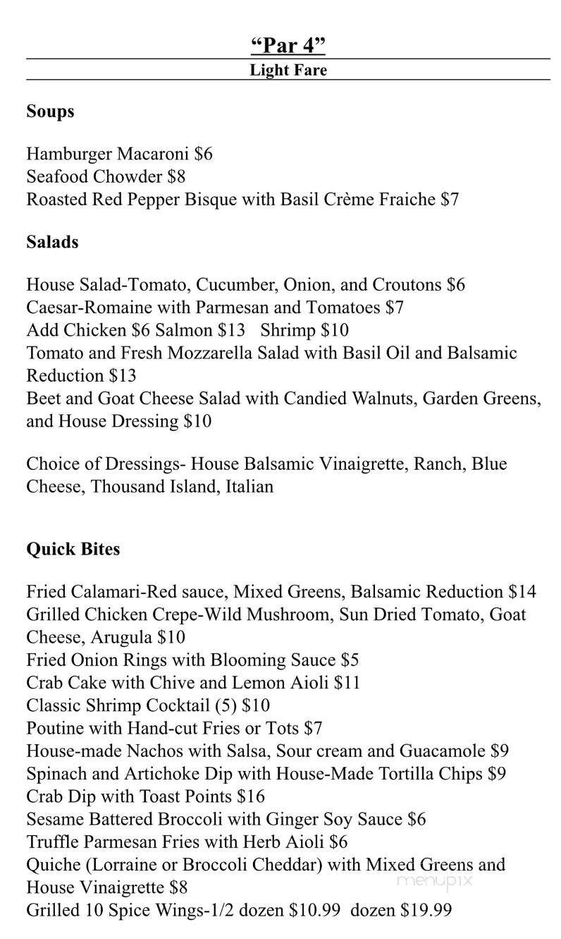 North Country Golf Club - Rouses Point, NY menu_pic