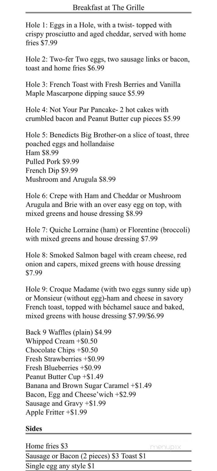 North Country Golf Club - Rouses Point, NY menu_pic