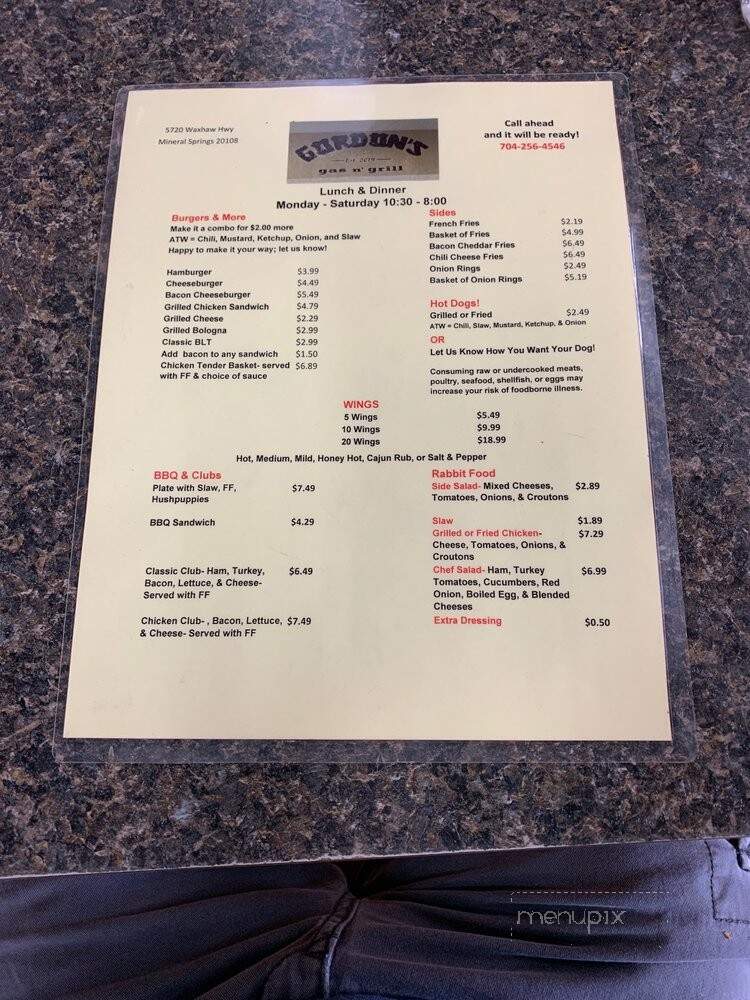 Gordon's Gas n' Grill - Waxhaw, NC