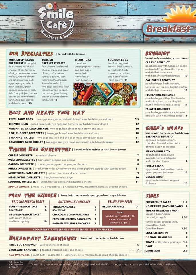 Smile Cafe Breakfast & Lunch - Easton, PA menu_pic