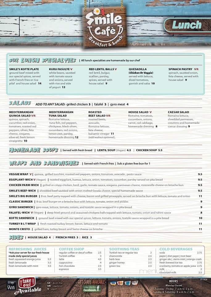 Smile Cafe Breakfast & Lunch - Easton, PA menu_pic