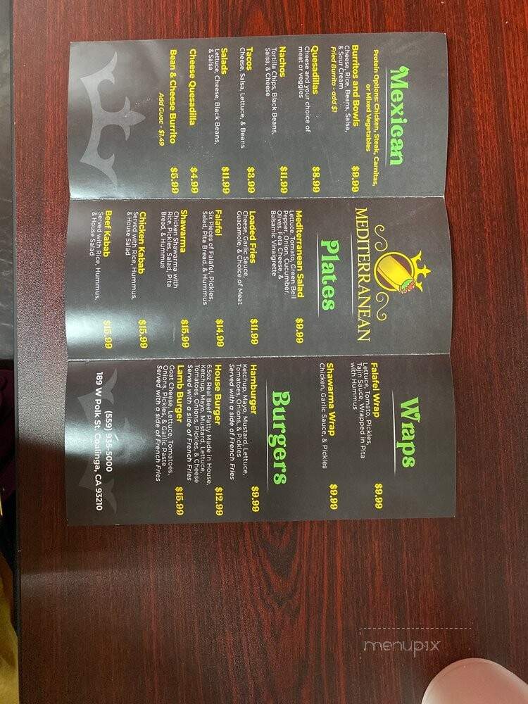 Royal Burrito - Coalinga, CA menu_pic