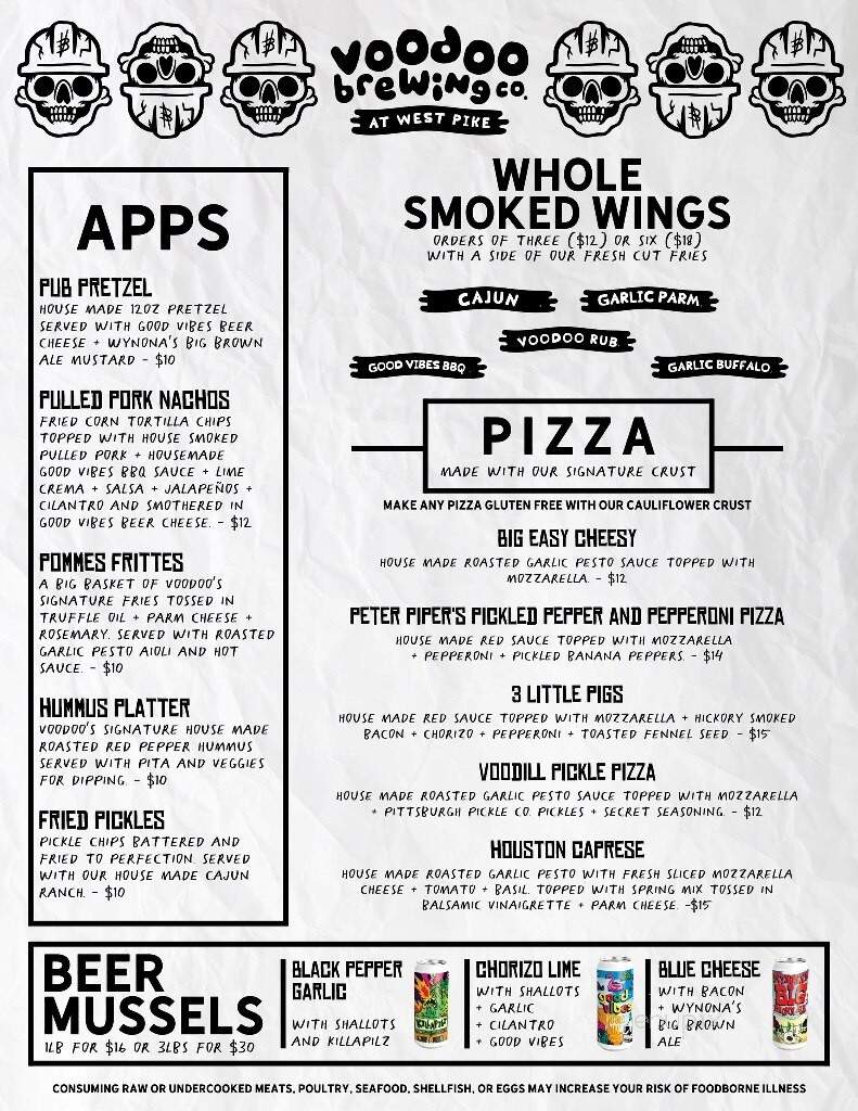 Voodoo Brewing - Houston, PA menu_pic