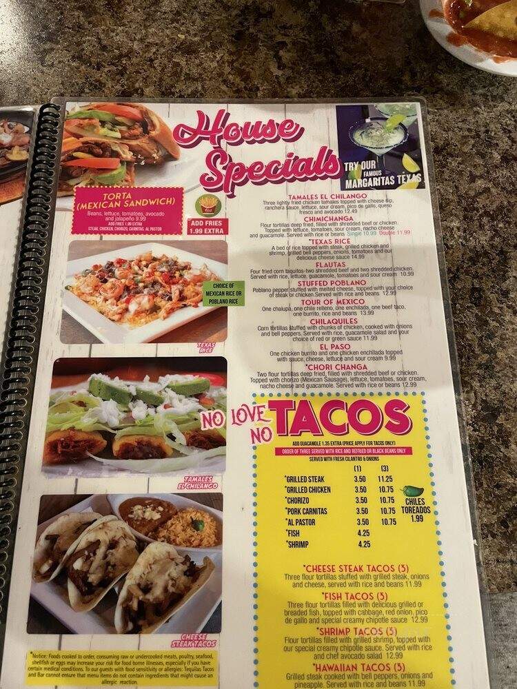 Tequilas Tacos and Bar - Charlotte, NC menu_pic