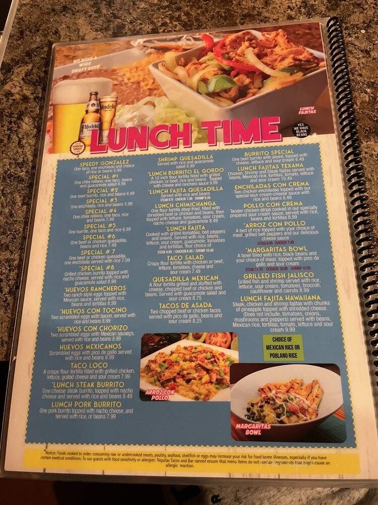 Tequilas Tacos and Bar - Charlotte, NC menu_pic