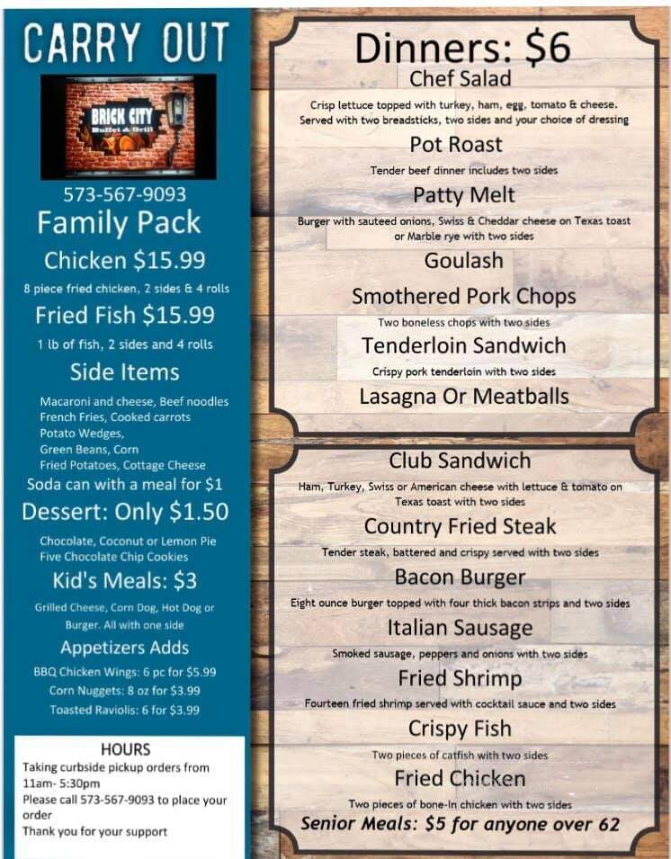Brick City Buffett & Grill - Mexico, MO menu_pic