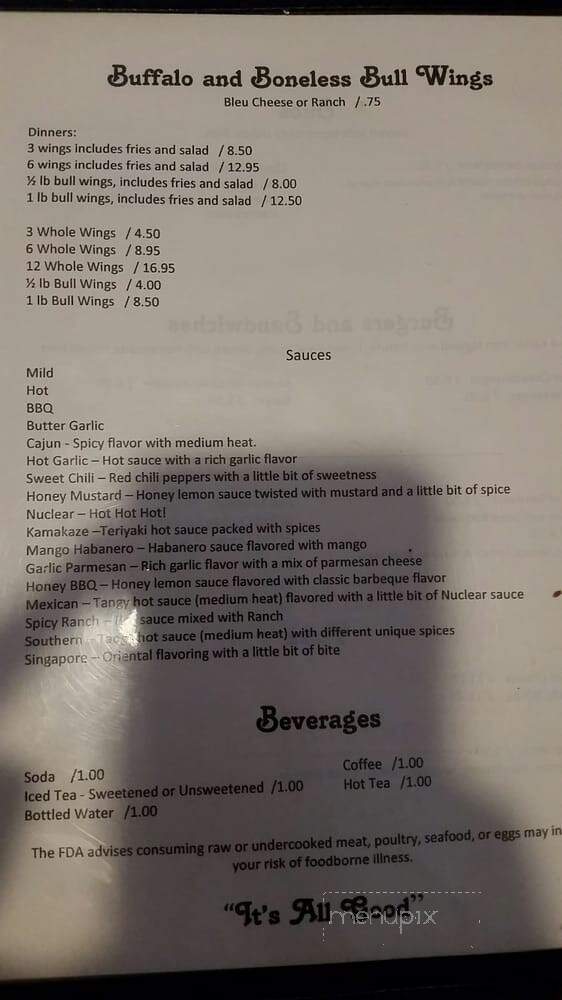 Driftwood Saloon & Grill - Driftwood, PA menu_pic