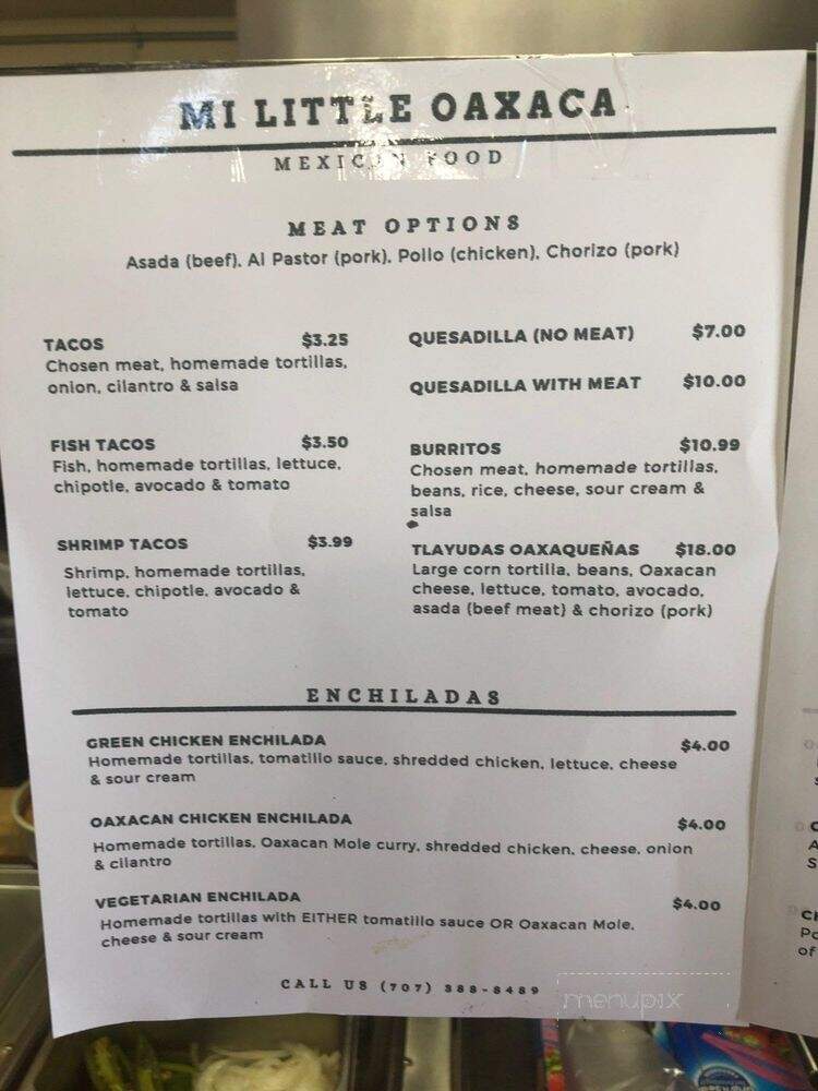 Mi Little Oaxaca Bakery and Cafe - Cutten, CA menu_pic