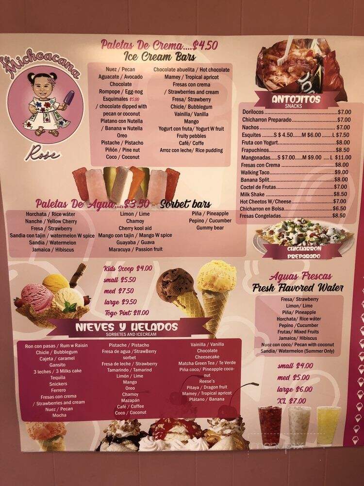 La Michoacana Rose - Minneapolis, MN menu_pic