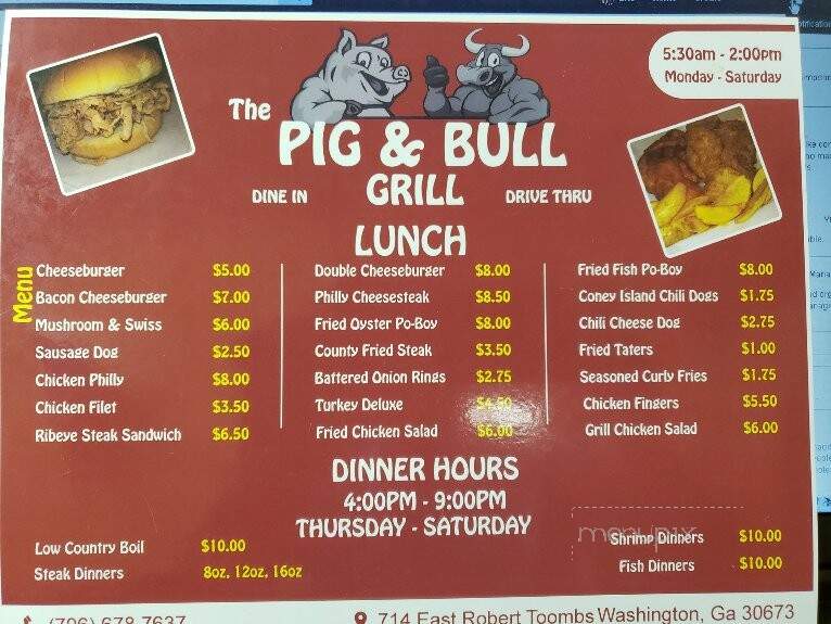The Pig & Bull Grill - Washington, GA