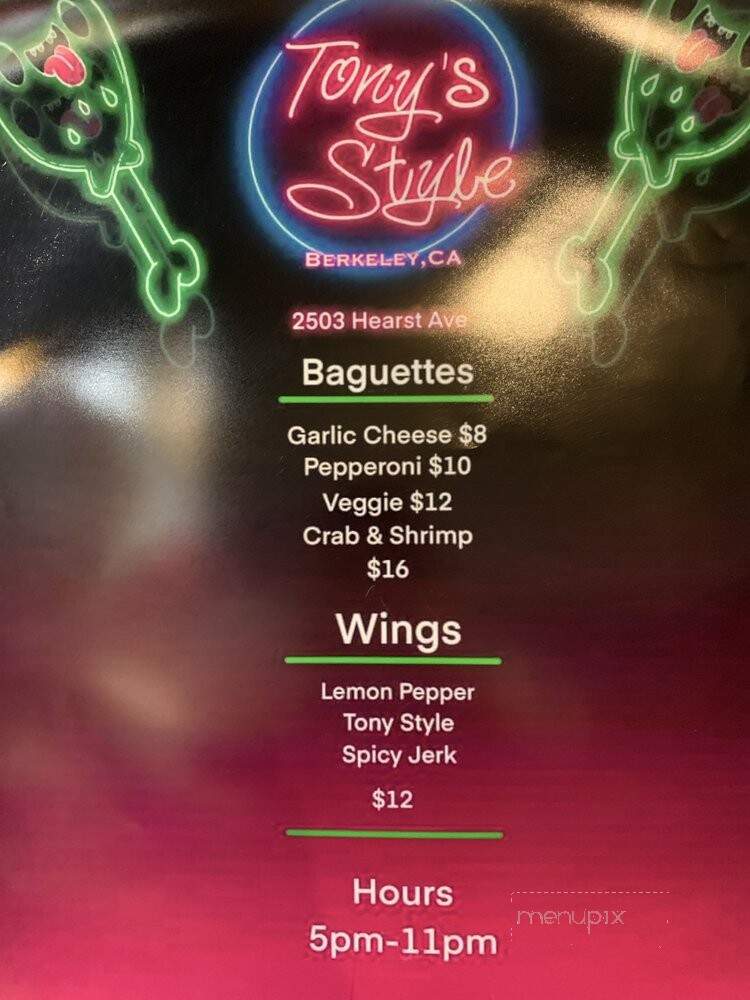 Tony's Style Berkeley - Berkeley, CA menu_pic