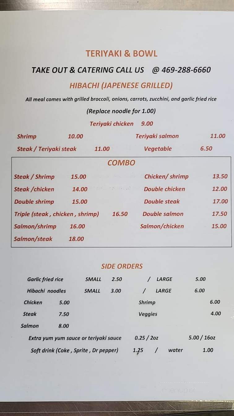Teriyaki & Bowl - McKinney, TX menu_pic