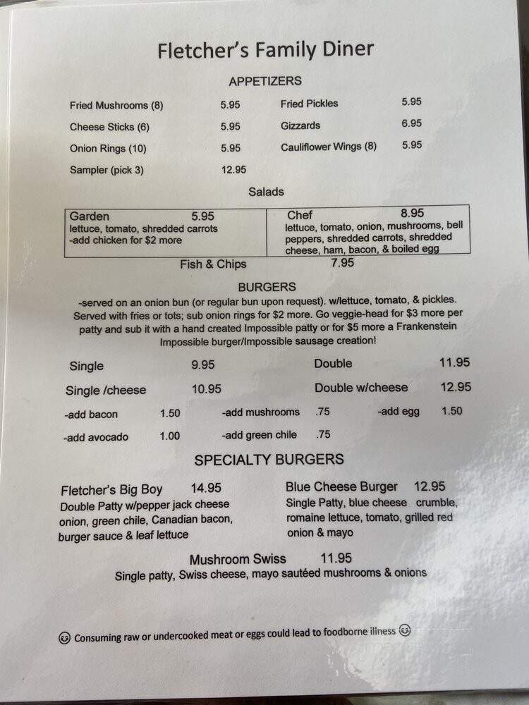 Fletcher's Family Diner - Truth or Consequences, NM menu_pic