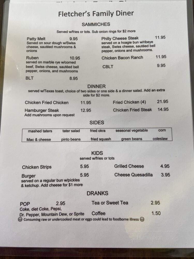 Fletcher's Family Diner - Truth or Consequences, NM menu_pic