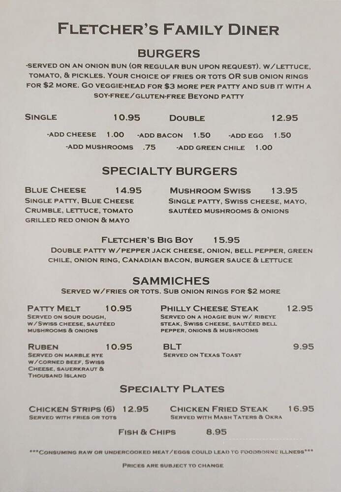 Fletcher's Family Diner - Truth or Consequences, NM menu_pic