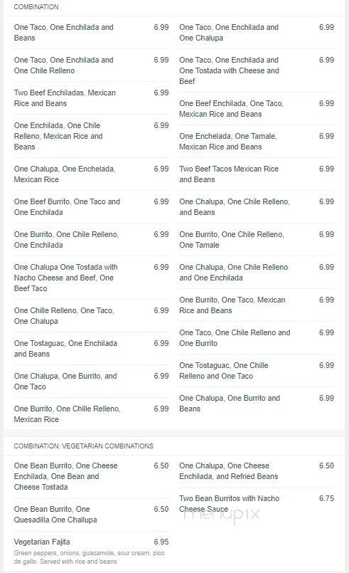El Rey Azteca Mexican Restaurant - Gainesboro, TN menu_pic