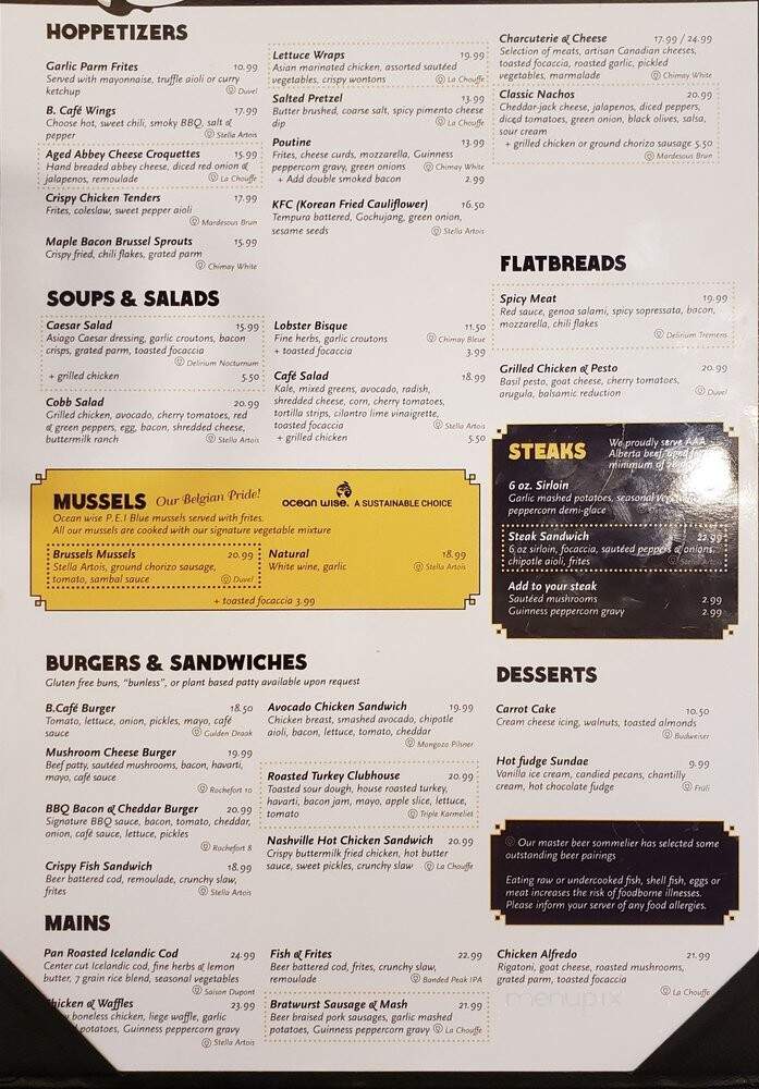 Belgian Beer Cafe - Calgary, AB menu_pic