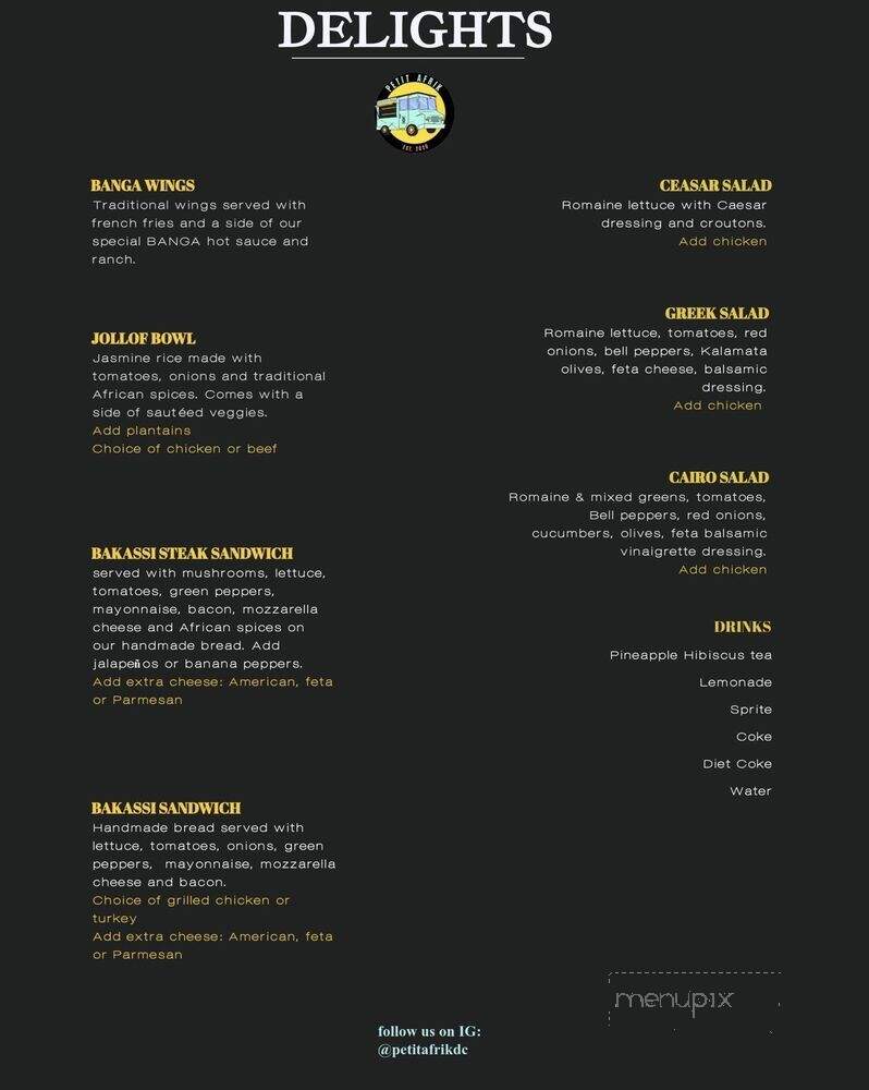 Petit Afrik - Washington, DC menu_pic