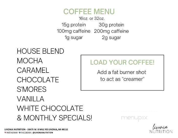 Livonia Nutrition - Livonia, MI menu_pic