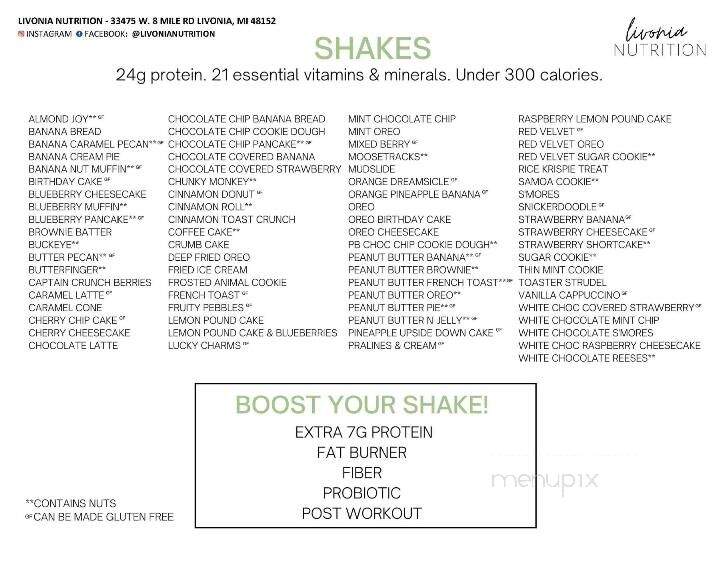 Livonia Nutrition - Livonia, MI menu_pic
