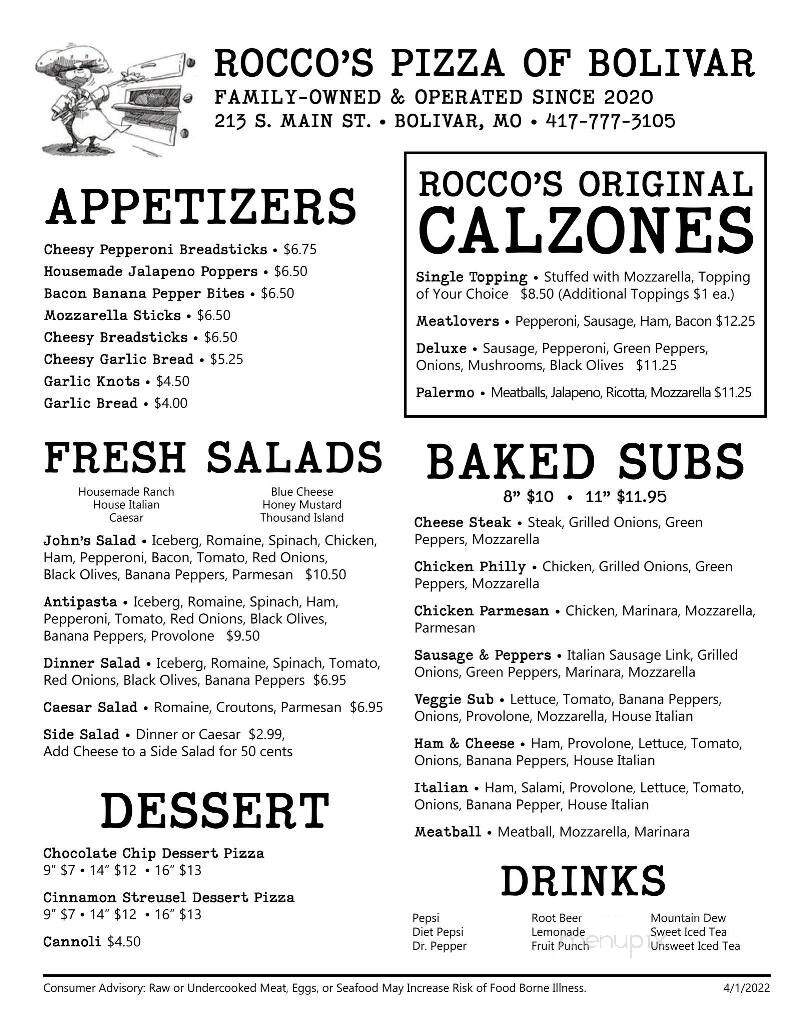 Rocco's Pizza of Bolivar - Bolivar, MO menu_pic