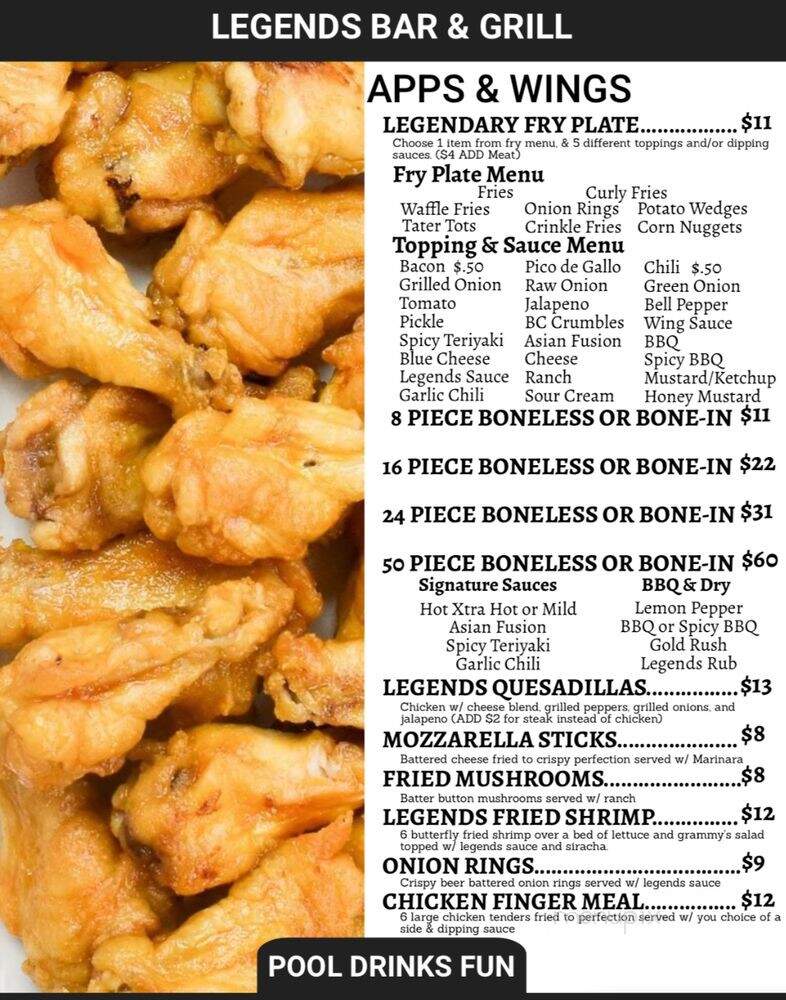 Legends Grill & Bar - Loganville, GA menu_pic