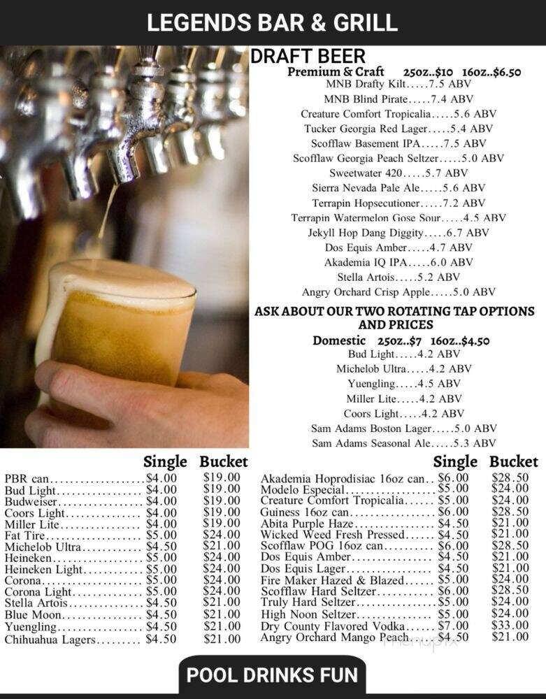 Legends Grill & Bar - Loganville, GA menu_pic