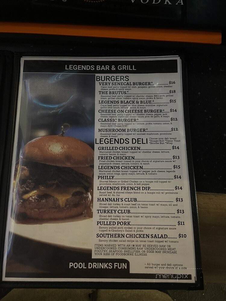 Legends Grill & Bar - Loganville, GA menu_pic