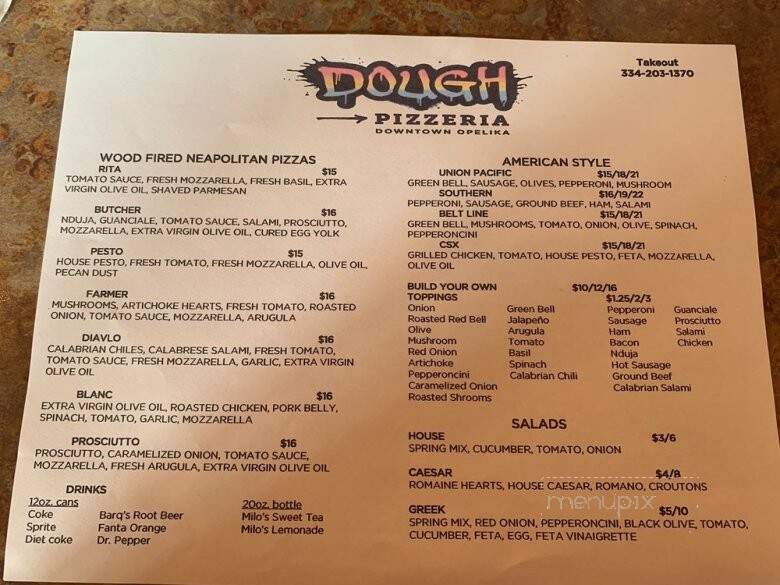 Dough Pizzeria - Opelika, AL menu_pic