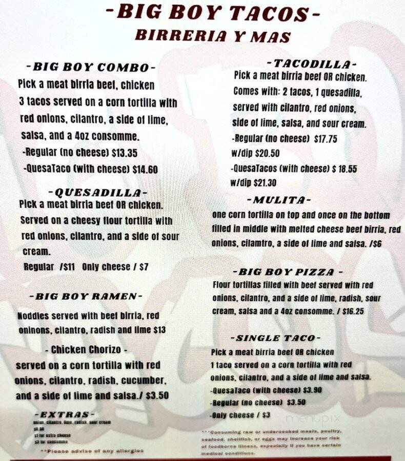 Big Boy Tacos - Waldorf, MD menu_pic