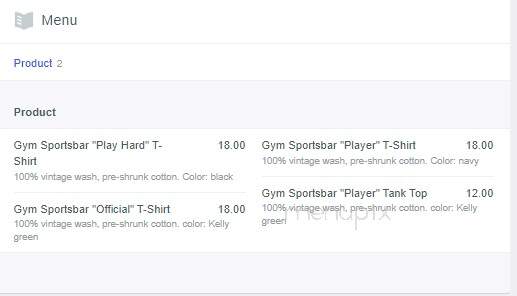 Gym Sportsbar LA - West Hollywood, CA menu_pic