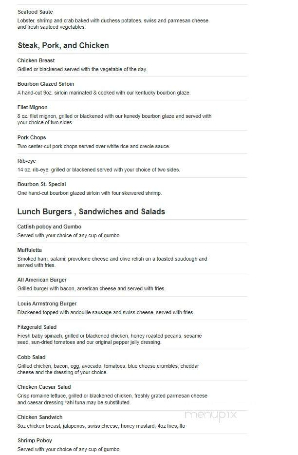 Bourbon Street Cafe - Towson, MD menu_pic