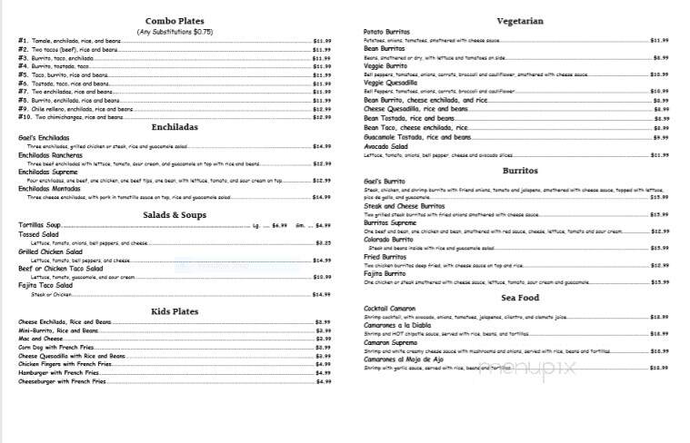 Gael's Authentic Mexican Food - Muskegon, MI menu_pic