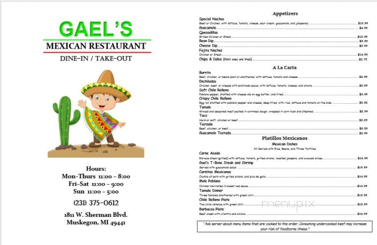 Gael's Authentic Mexican Food - Muskegon, MI menu_pic