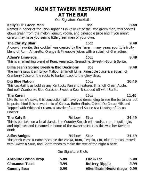 Main Street Tavern - Hopkinsville, KY menu_pic