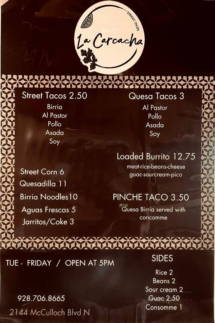 LaCarcacha - Lake Havasu City, AZ menu_pic