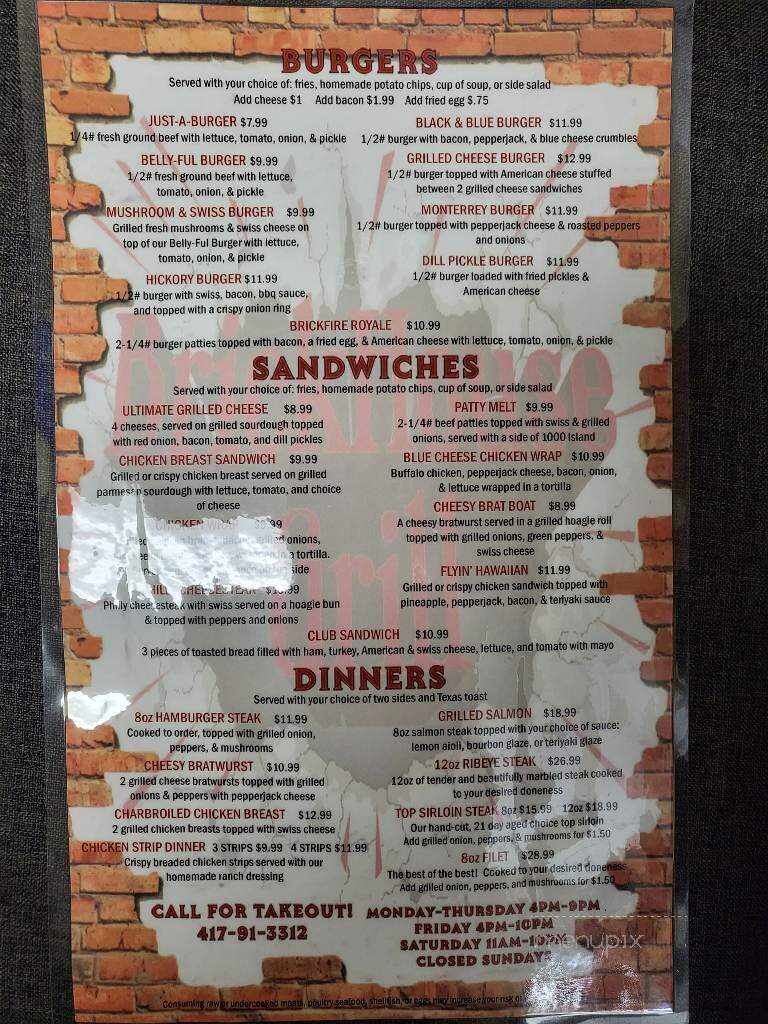 Brickhouse Grill - Lebanon, MO menu_pic